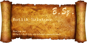 Botlik Szixtusz névjegykártya